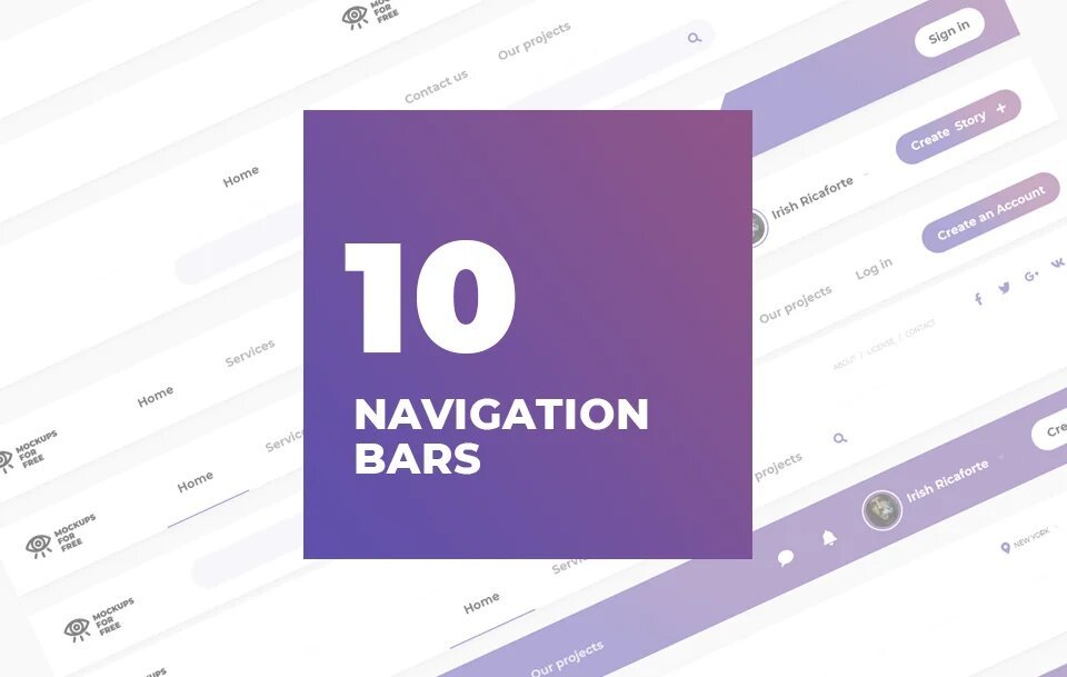 Download Ui Kit 10 Navigation Bars Ready To Use Psd Mockups For Free