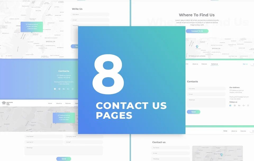 Download Ui Kit 8 Fresh Contact Us Pages Ready To Use Psd Mockups For Free