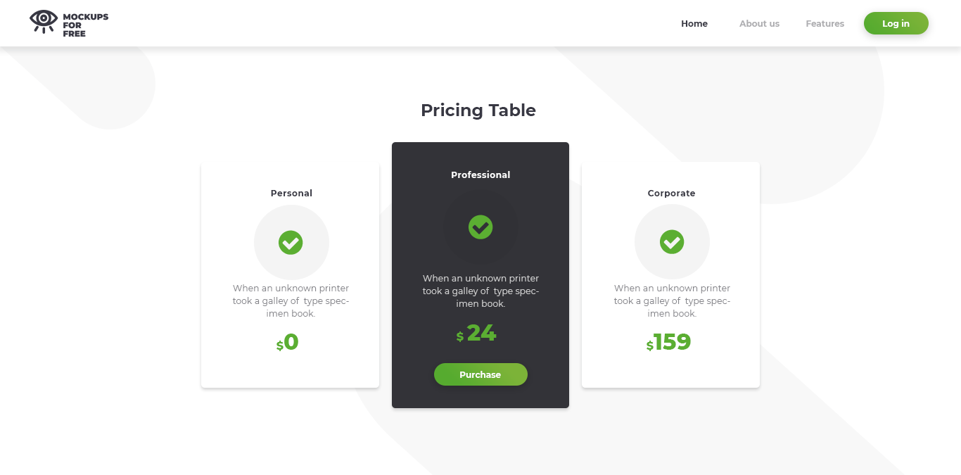 UI Pricing Table Web Design