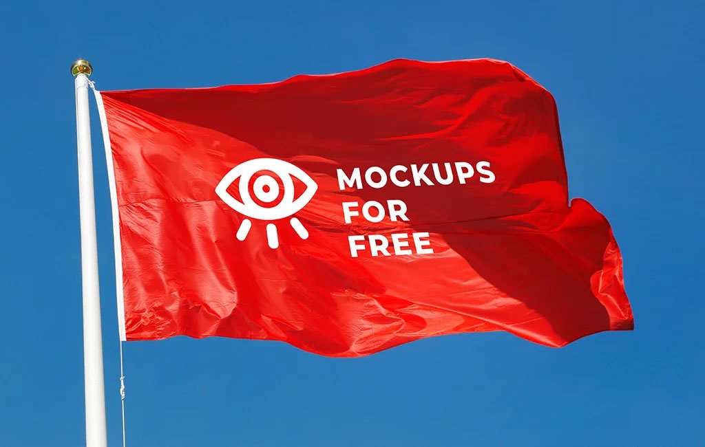 Free Waving Flag Mockup