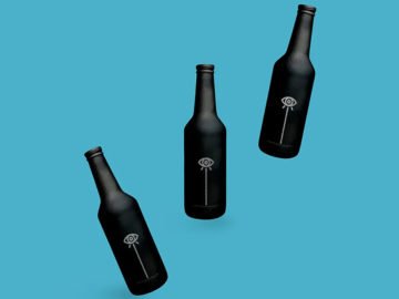 Black Bottle With Silver Texture Mockup