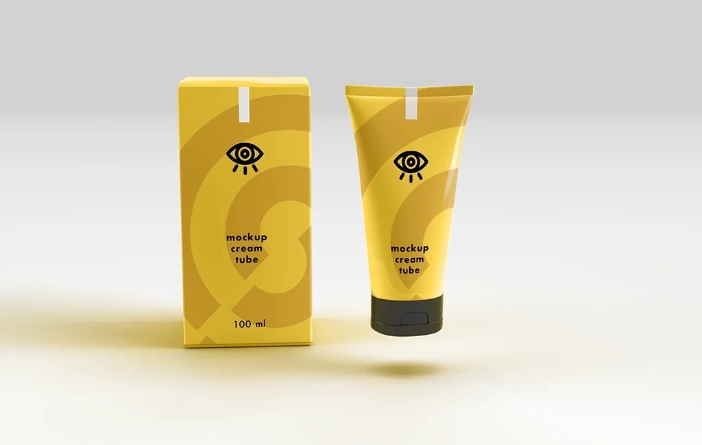 Download Yellow Cosmetic Tube Mockup Mockups For Free